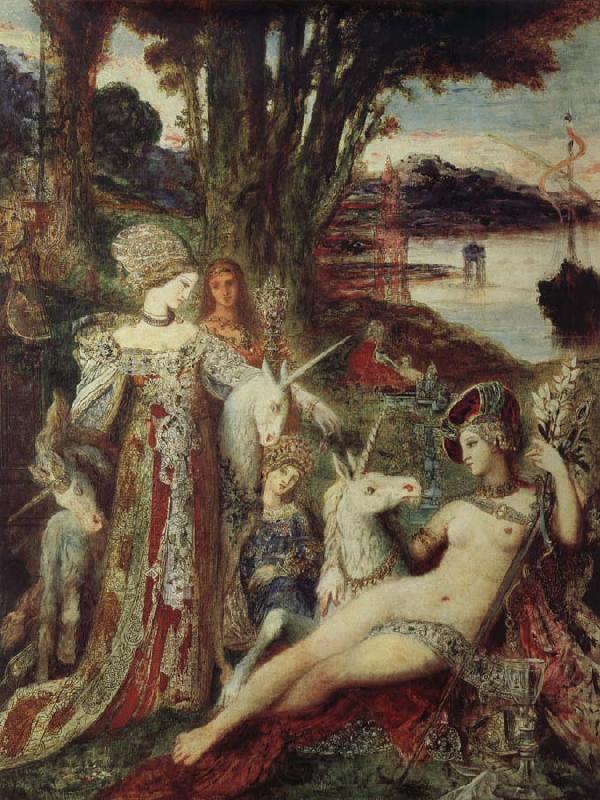 Gustave Moreau The unicorn Norge oil painting art